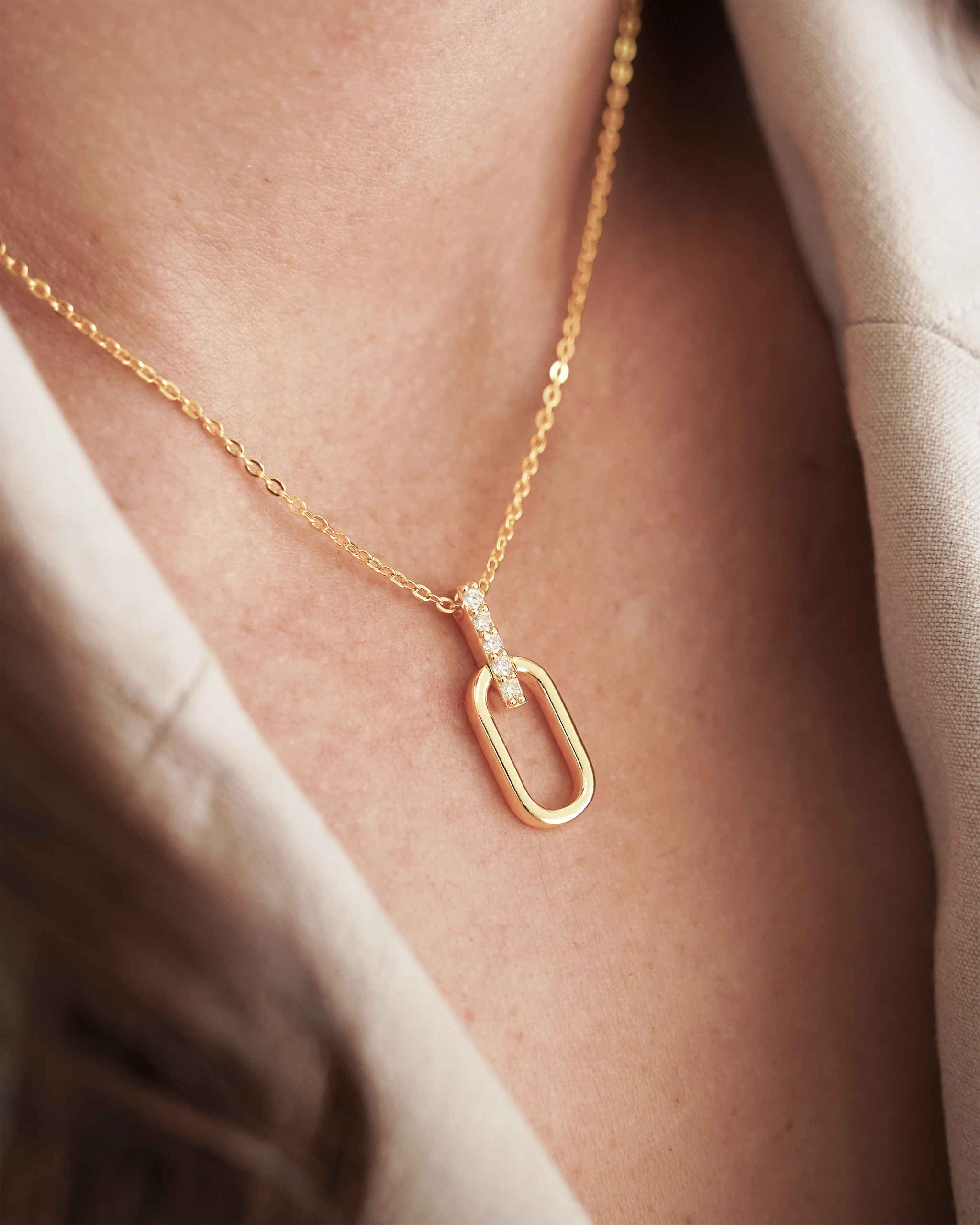 Celine Open Rectangle Pendant Necklace