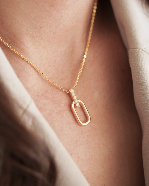 Celine Open Rectangle Pendant Necklace