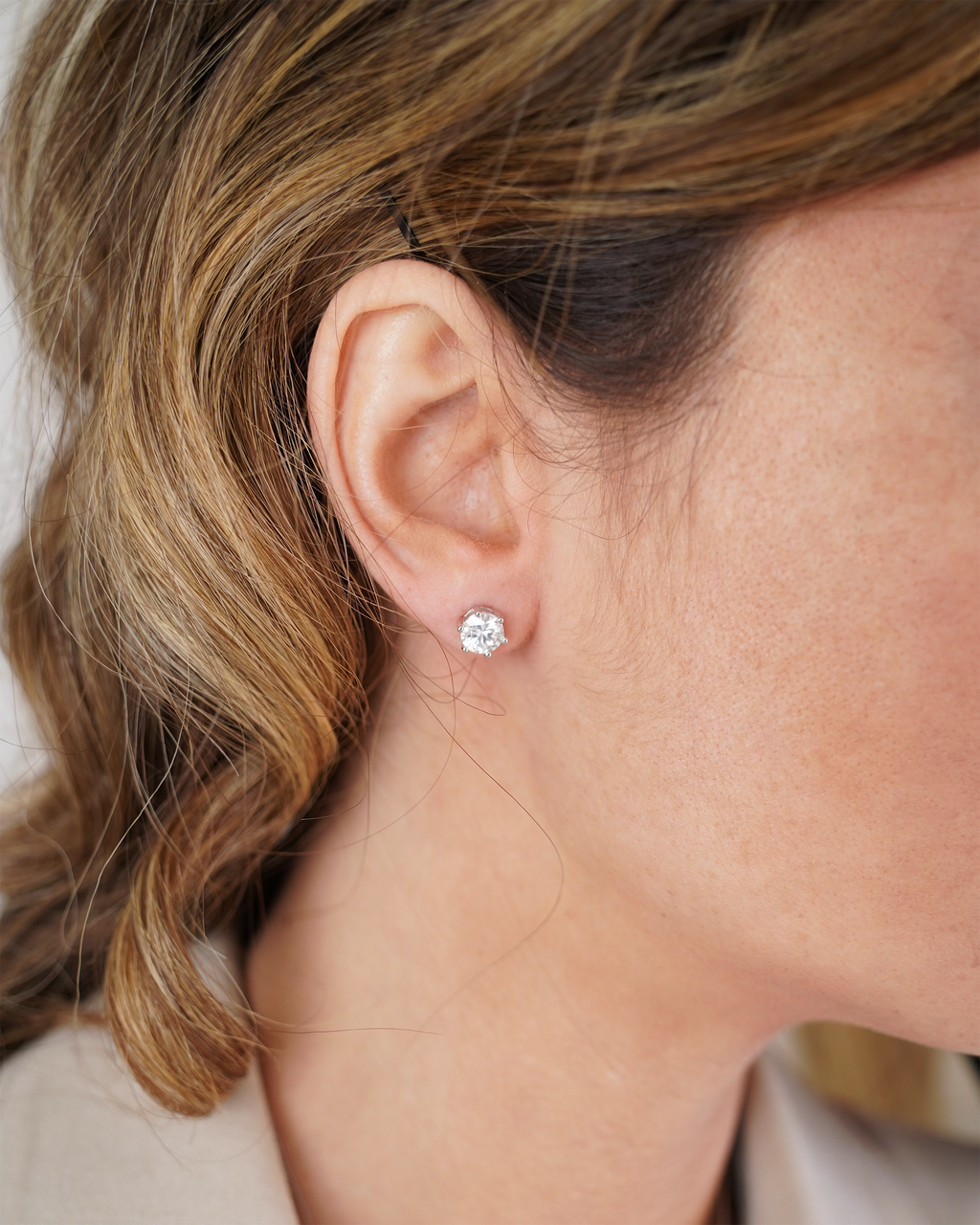 Diana Moissanite Solitaire Stud Earrings
