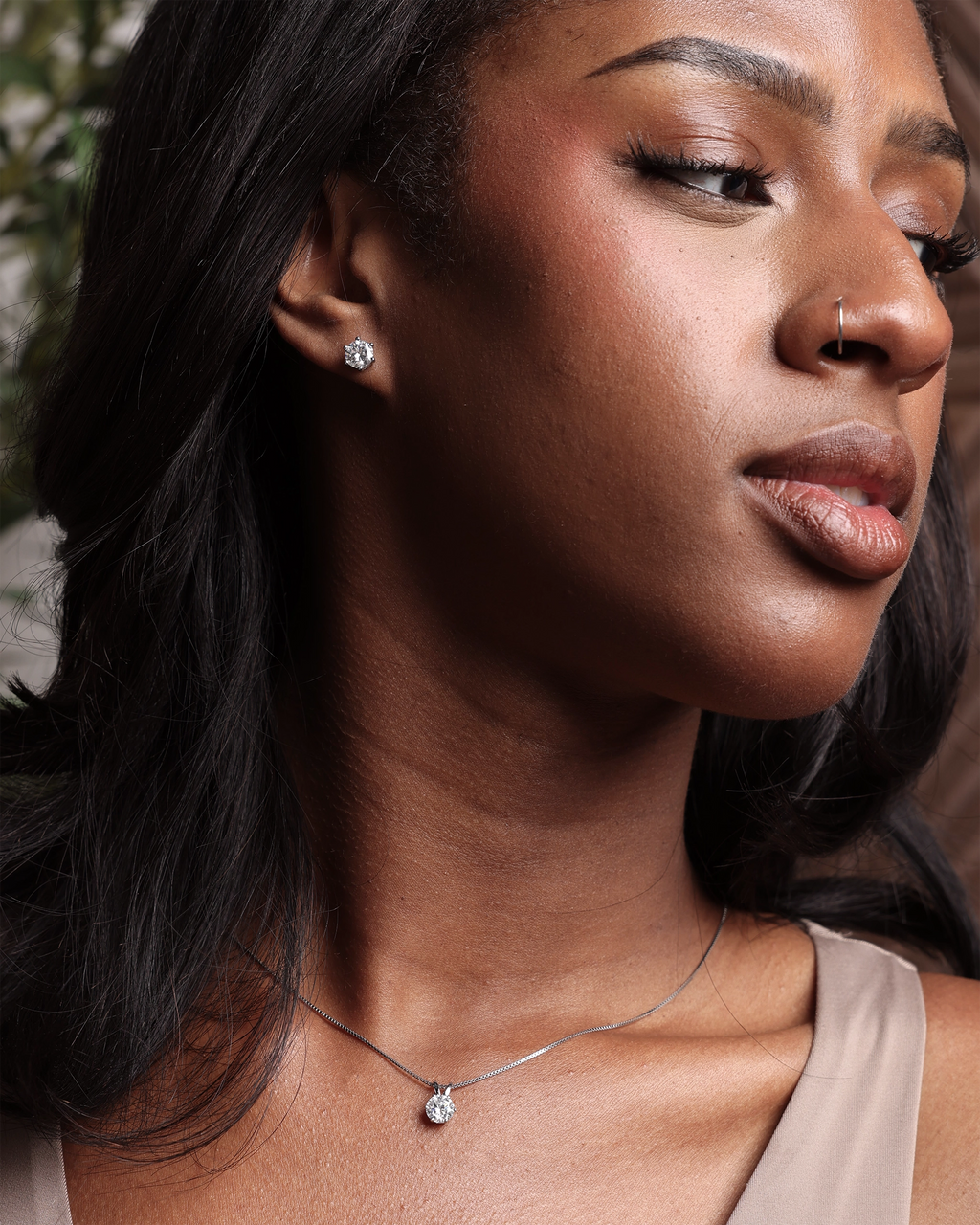 Diana Moissanite Solitaire Stud Earrings
