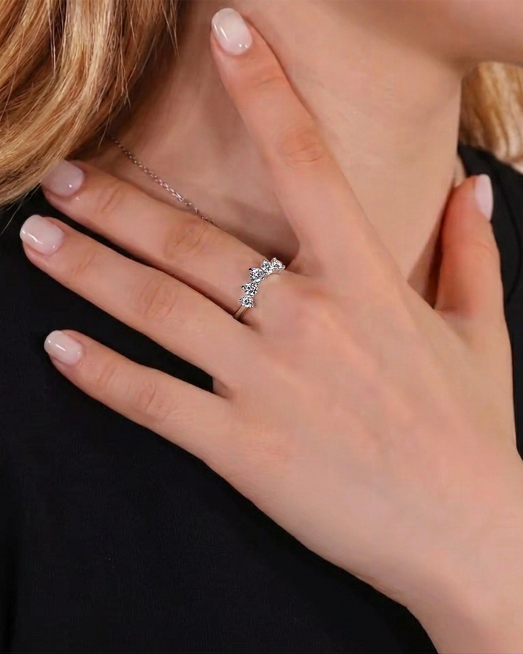 Mila Moissanite Five-Stone Half Eternity Ring