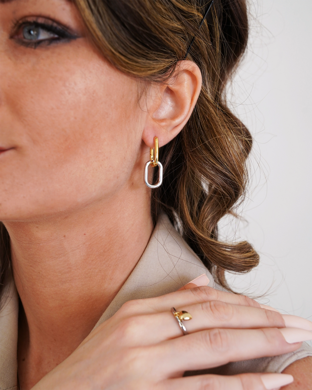 Octavia Two-Tone Link Drop Earrings
